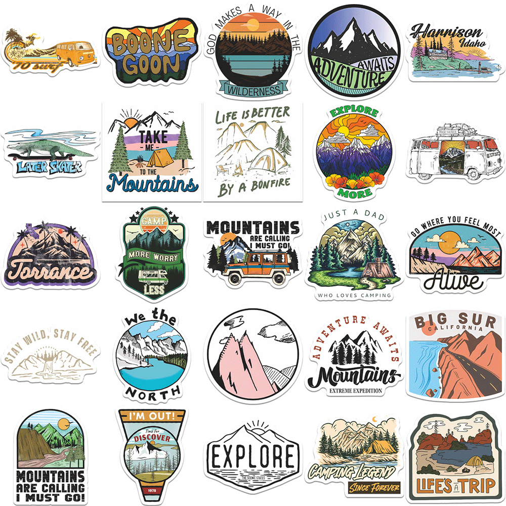 Outdoor Camping Toys - 10/30/50/100pcs Outdoor Travel Adventure Camping Stickers