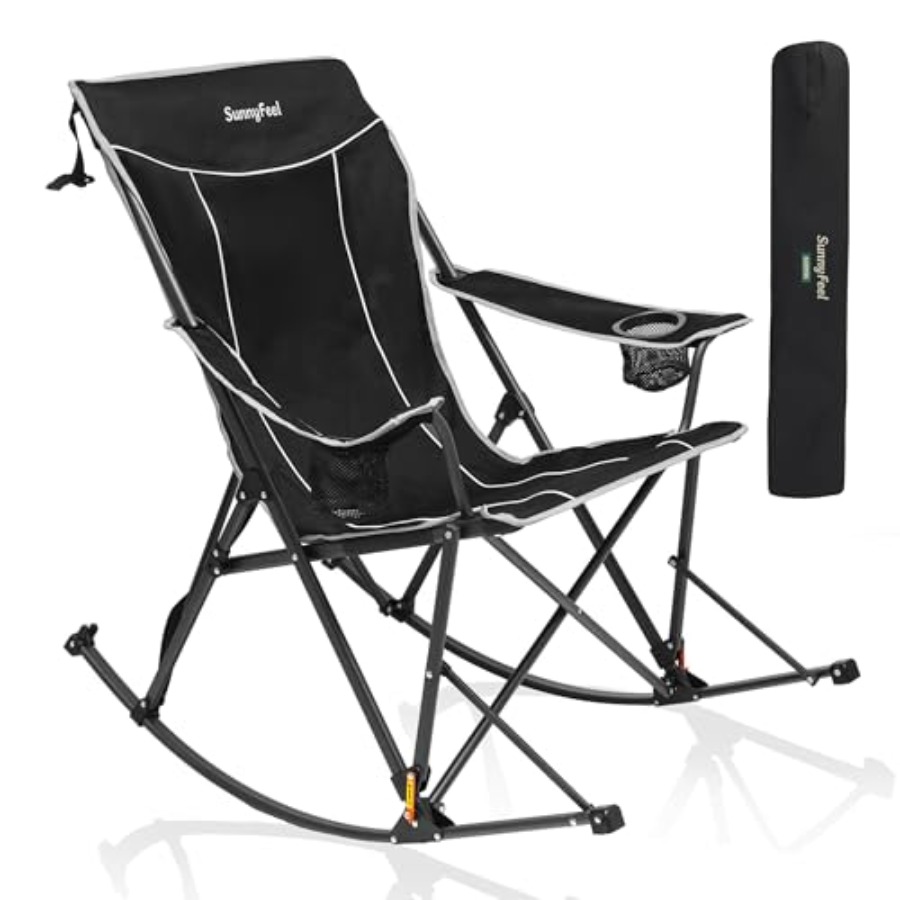 Outdoor Camping Rocker - Oversized Folding Rocking Camping Chair with