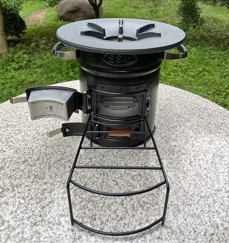 Outdoor Camping Bbq - 【Popular】Two Doors Firewood Burning Rocket Cookstove