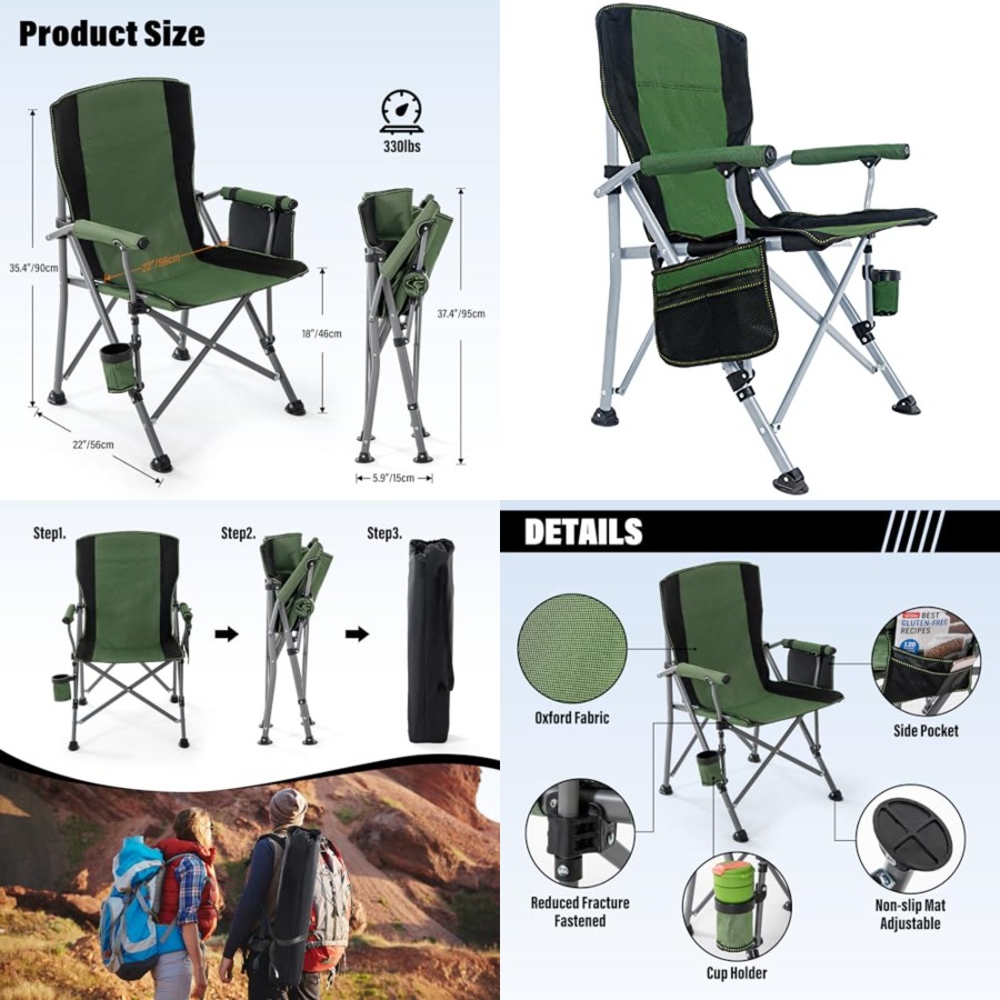 Outdoor Camping Chairs - Camping Chair for Adults, Heavy Duty