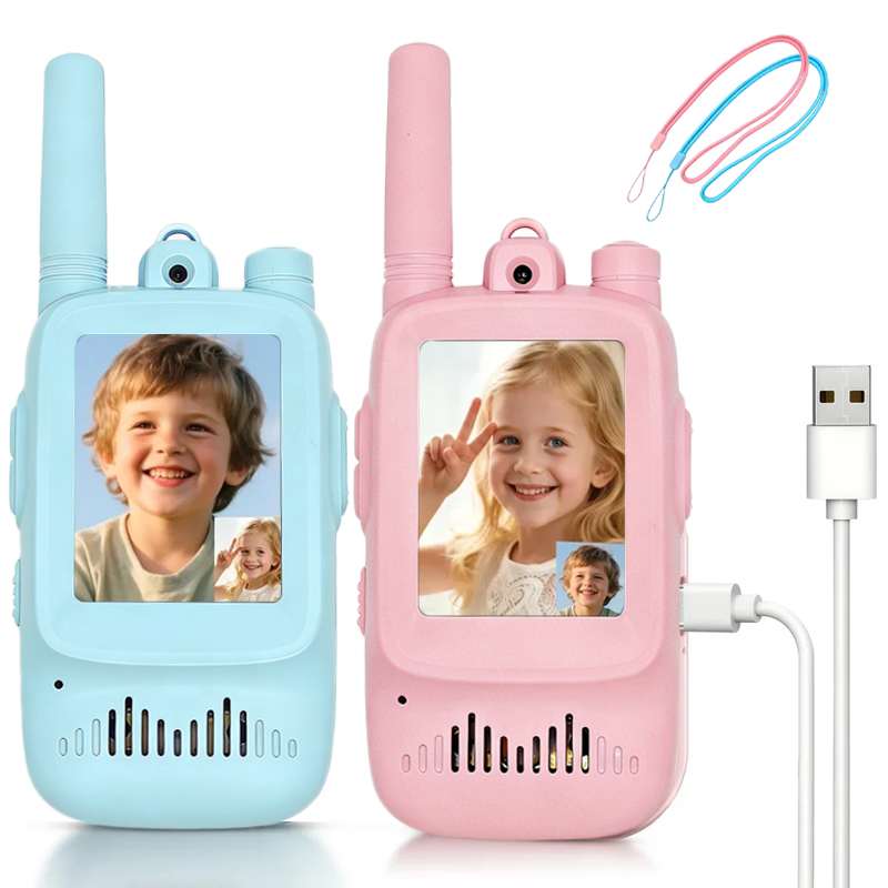 Outdoor Camping Toys - 2pcs kids Video Walkie Talkie Rechargeable