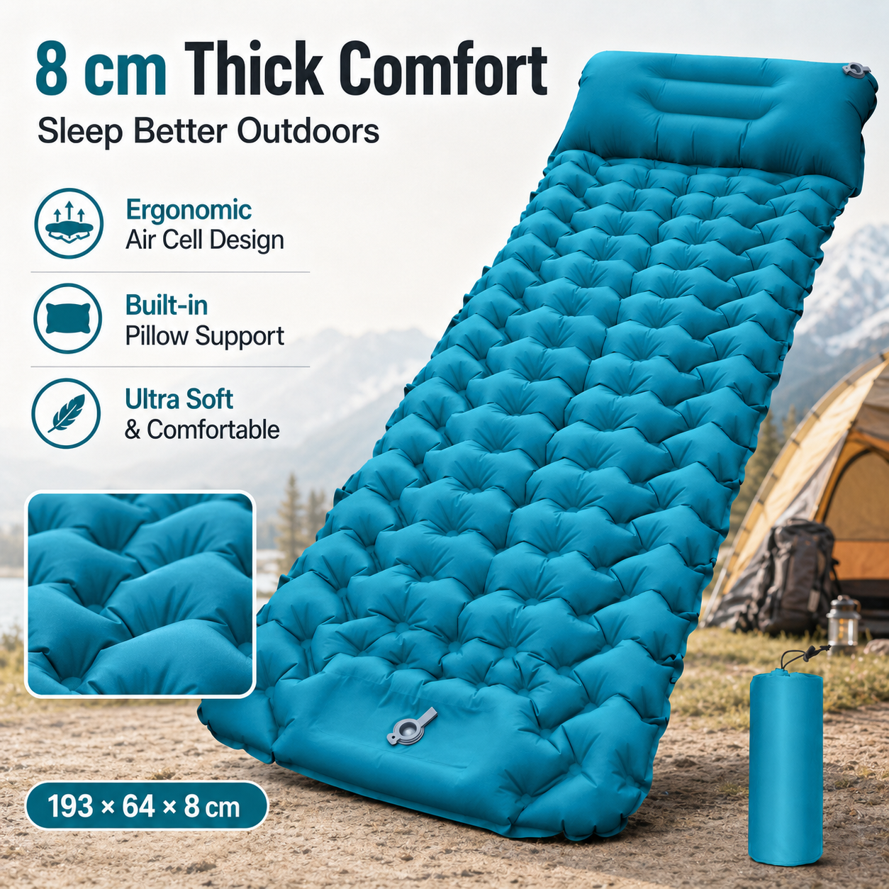 Outdoor Camping Rugs - Ultralight Inflatable Camping Sleeping Pad with