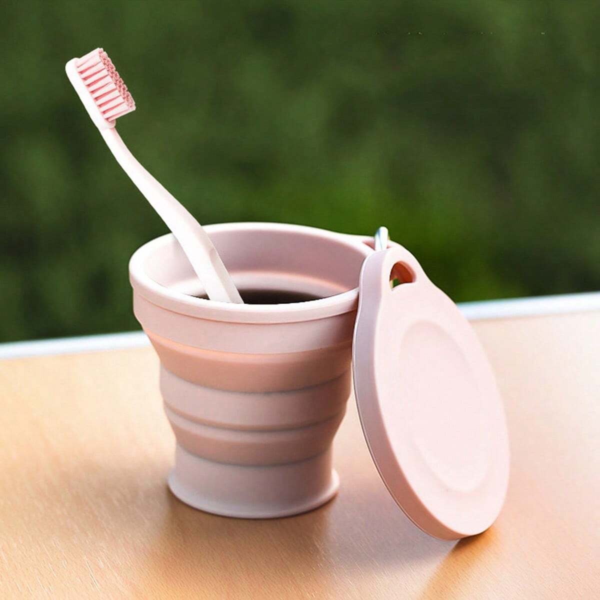 Outdoor Camping Essentials - 1pc Pink Collapsible Silicone Cup, Foldable