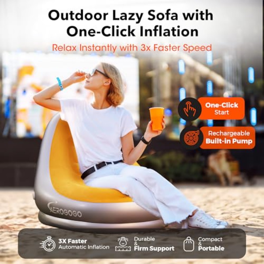 Inflatable Chair with Built-in - Outdoor Camping Chairs review and price
