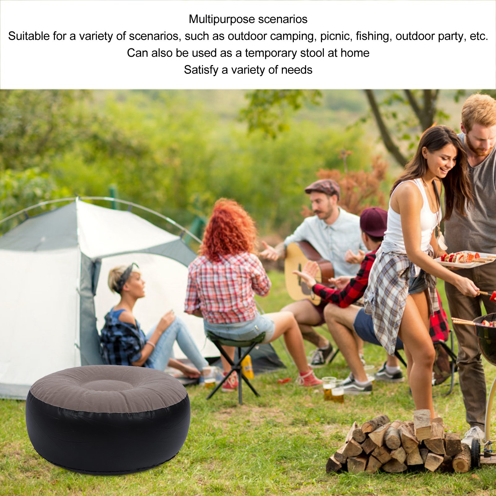 Inflatable Flocking Stool Mult - Outdoor Camping Furniture review and price