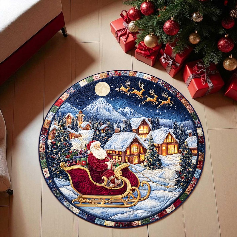 Santa Sleigh Christmas Round D - Outdoor Camping Decor Ideas review and price