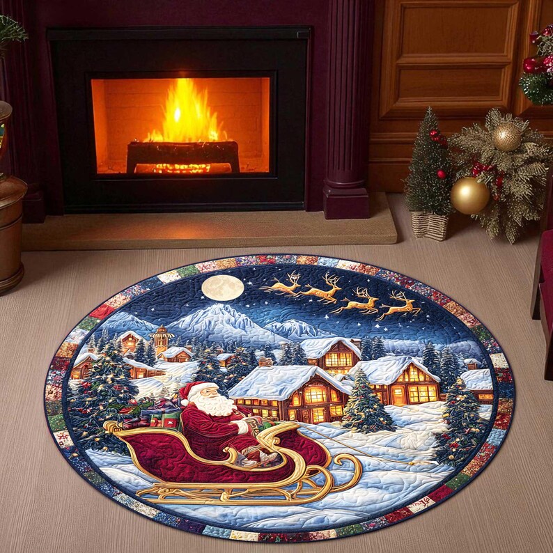Santa Sleigh Christmas Round D - Outdoor Camping Decor Ideas review and price