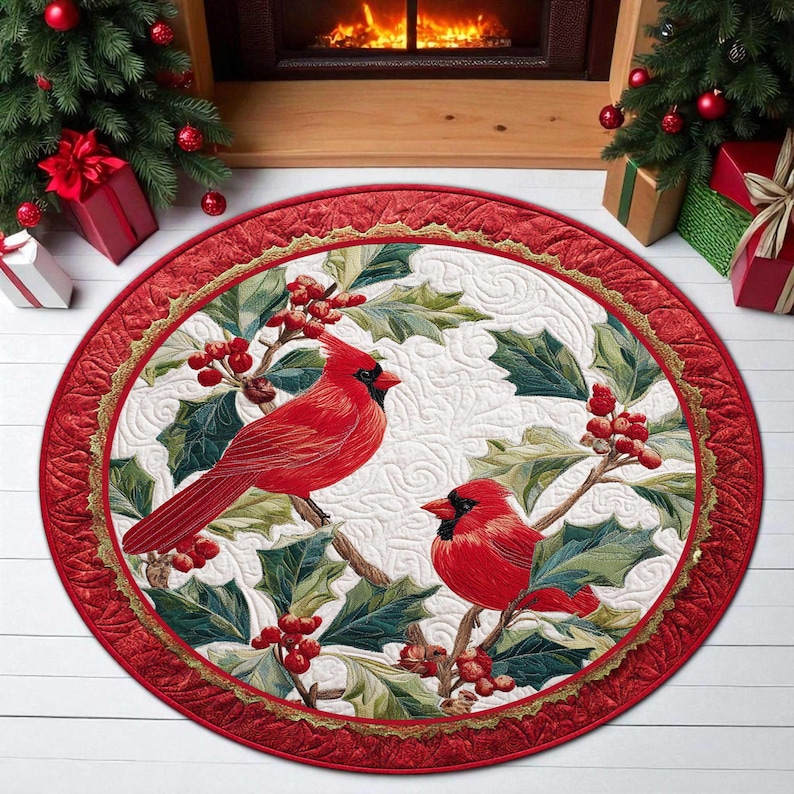 Cardinal Bird Christmas Round  - Outdoor Camping Decor Ideas review and price