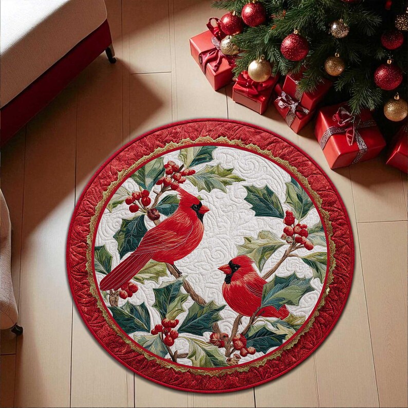 Cardinal Bird Christmas Round  - Outdoor Camping Decor Ideas review and price