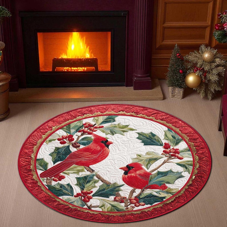 Cardinal Bird Christmas Round  - Outdoor Camping Decor Ideas review and price