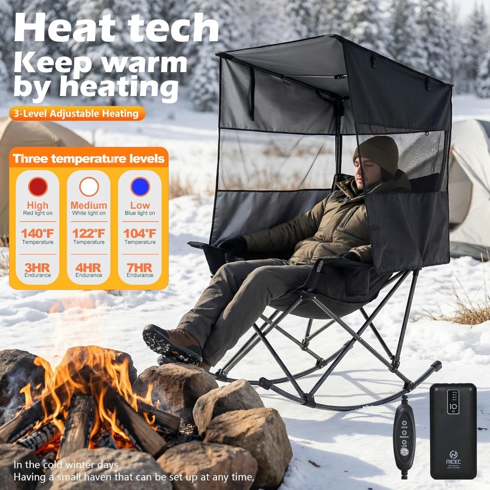 Heated Rocking Camping Chair w - Outdoor Camping Rocker review and price